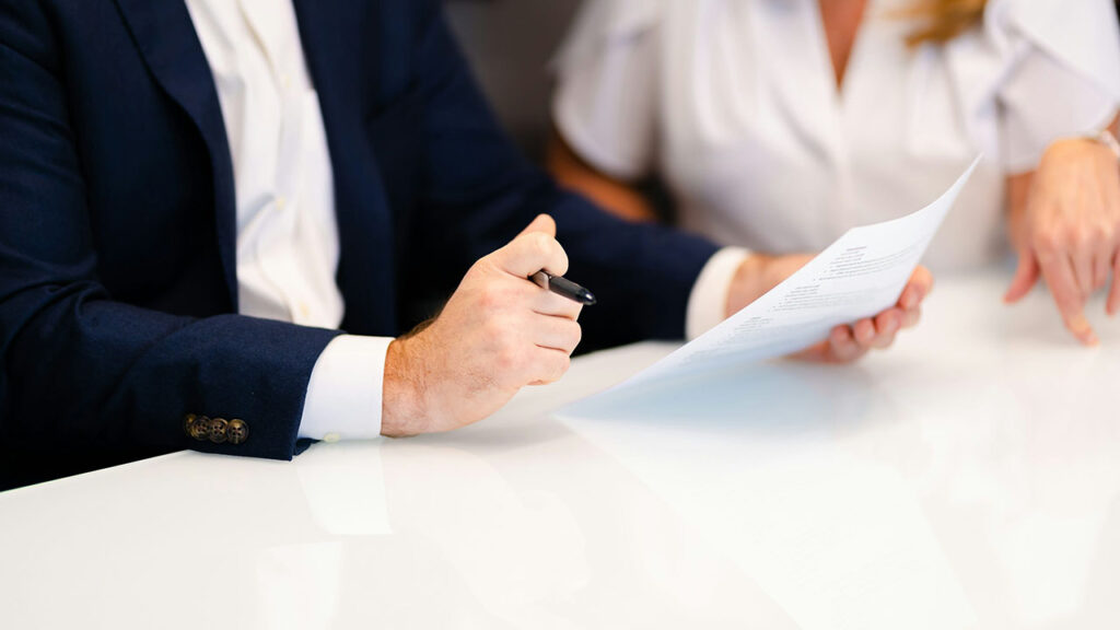 a man and a woman consulting